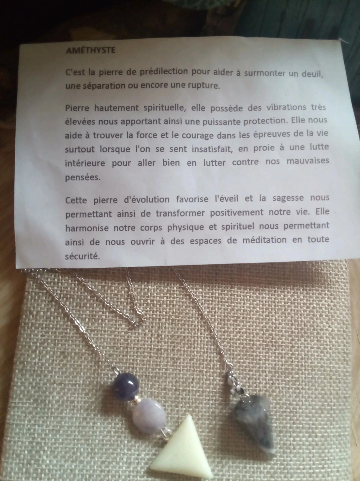 Chaîne de Pendule améthyste et agate – photo 3